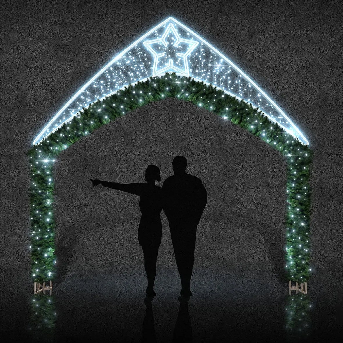 Easy Fix 2D LED-es fénykapu 1 csillagánizzsal, álló, 350 × 360 cm, jégfehér, alumínium