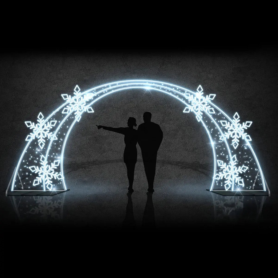 Easy Fix 2D LED-es fénykapu 6 pehely DZ107, álló, 560 × 245 cm, jégfehér, alumínium