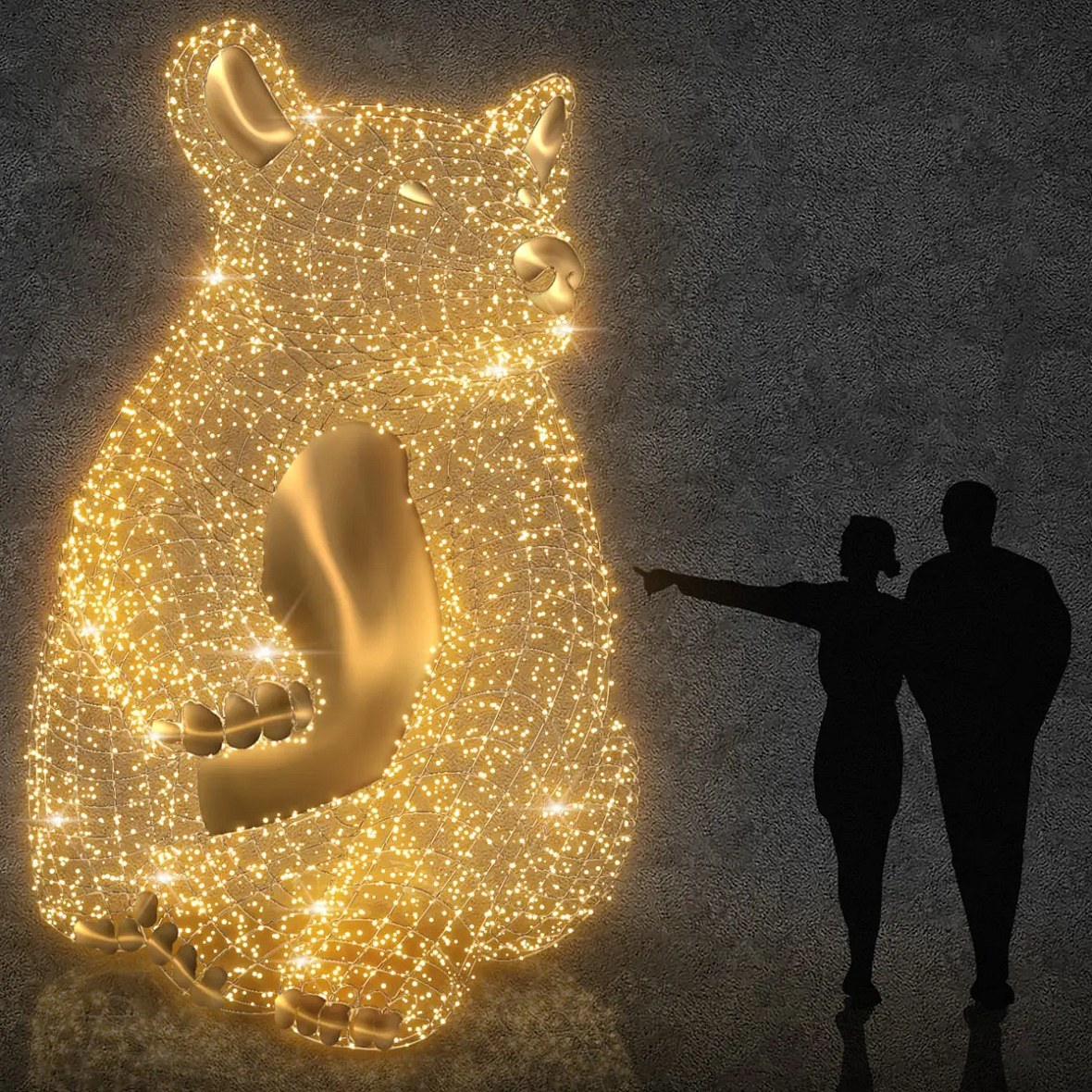 Eco Fix 3D LED világító medve ?? × ?? × ?? cm, melegfehér, alumínium