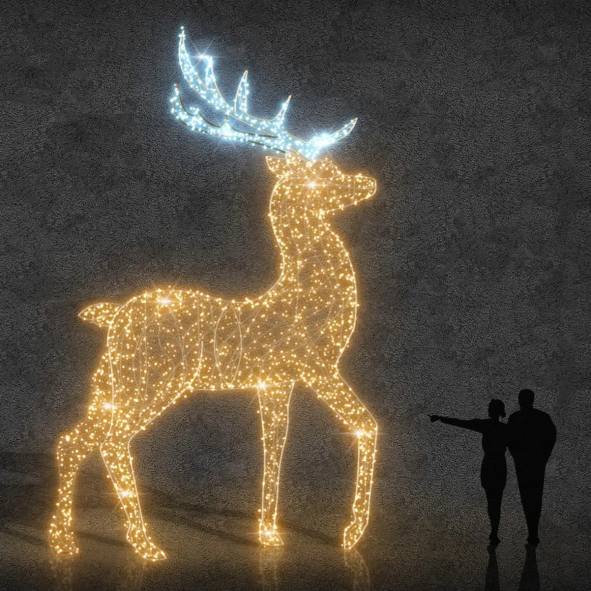3D LED fény szarvas 600, jég agancs, meleg fehér, alumínium