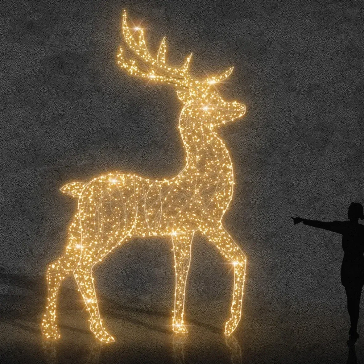 Eco Fix 3D LED fényszarvas, 400 × 250 × 60 cm, melegfehér, alumínium