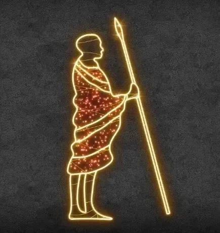 Eco Fix 2D LED fényfigura afrikai, 114 × 225 cm, meleg fehér, álló, 3D nyomtatás, 2D LED fényfigura afrikai, 114 × 225 cm, meleg fehér, 3D nyomtatás