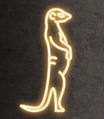 Eco Fix 2D LED lámpa Surikata, oldalra álló, lógó, 54 × 123 × 4 cm, meleg fehér, 3D nyomtatott, arany, arany színű