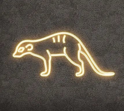 Eco Fix 2D LED fény Surikata, mancsokon, lógó, 135 × 62 × 3 cm, meleg fehér, 3D nyomtatás, arany, arany