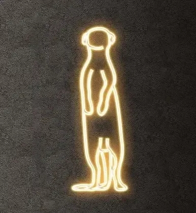 Eco Fix 2D LED lámpa Surikata, előlapra néző, lógó, 41 × 122 × 3 cm, meleg fehér, 3D nyomtatás, arany színű