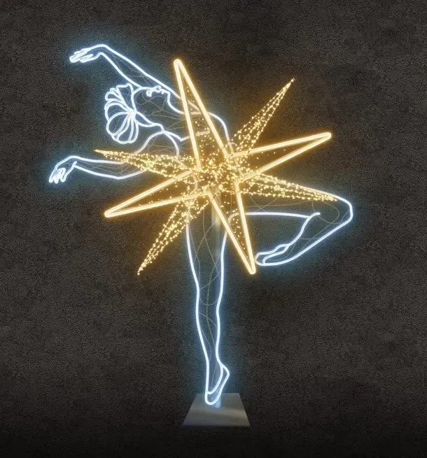 Eco Fix 2D LED Light Ballerina III, 190 × 225 cm, meleg és jeges fehér, álló, 3D nyomtatás, 3D nyomtatás