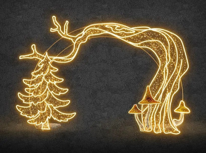 Eco Fix 2D LED-es fénykapu szivacsokkal és fákkal, álló, 650 × 400 × 99 cm, meleg fehér, álló, 3D nyomtatás, 3D nyomtatás