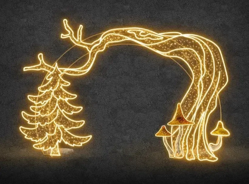 Eco Fix 2D LED-es fénykapu szivacsokkal és fákkal, álló, 650 × 400 × 99 cm, meleg fehér, álló, 3D nyomtatás, 3D nyomtatás