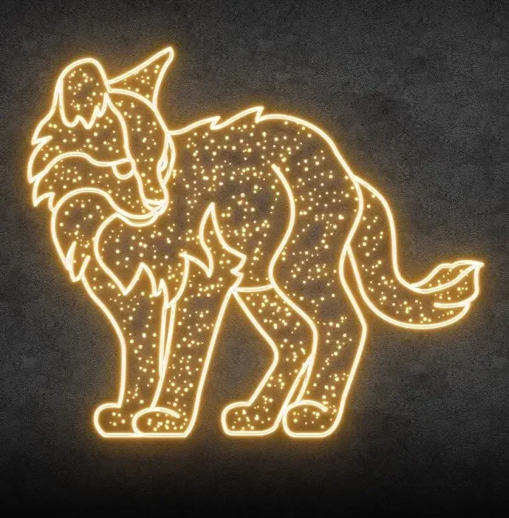 Eco Fix 2D LED Wild Cat Light, 125 × 145 × 60 cm, meleg fehér, álló, 3D nyomtatott, alumínium, 3D nyomtatás, állvány, meleg fehér