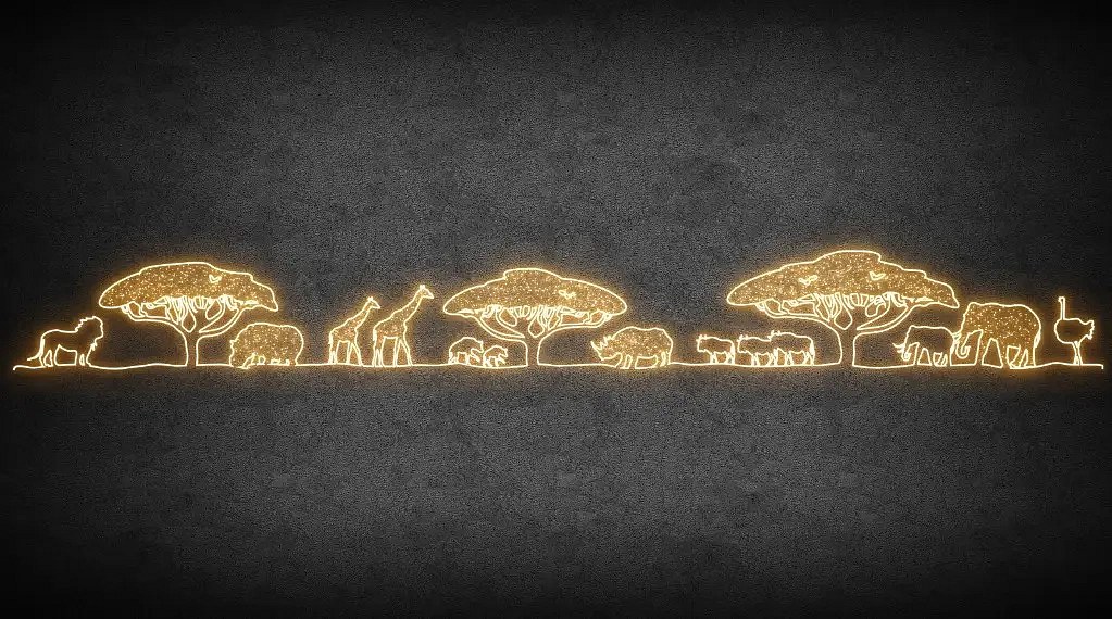 Eco Fix 2D LED-es afrikai csendélet, 1721 × 193 cm, meleg fehér, álló, 3D nyomtatás, alumínium, 3D nyomtatással
