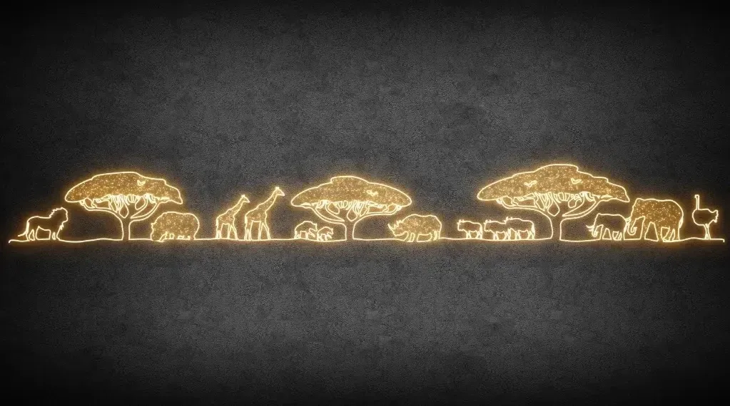 Eco Fix 2D LED-es afrikai csendélet, 1721 × 193 cm, meleg fehér, álló, 3D nyomtatás, alumínium, 3D nyomtatással