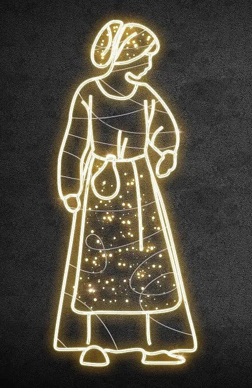 Eco Fix 2D LED fényfigura egy lányról, 200 × 85 cm, meleg fehér, álló, 3D nyomtatás, 3D nyomtatás