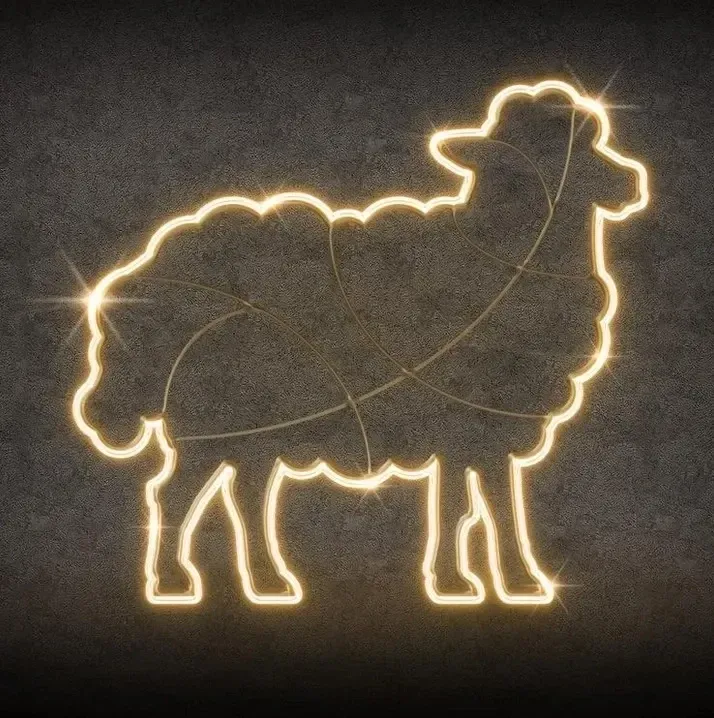 2D LED-es fénybárány, 160 × 130 cm, meleg fehér, álló, alumínium, állva