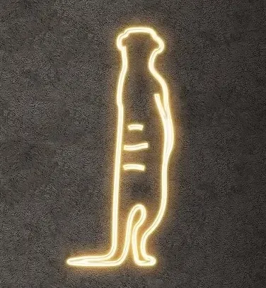 Eco Fix 2D LED lámpa Surikata, hátrafelé néző, lógó, 52 × 120 × 4 cm, meleg fehér, 3D nyomtatás, arany színű