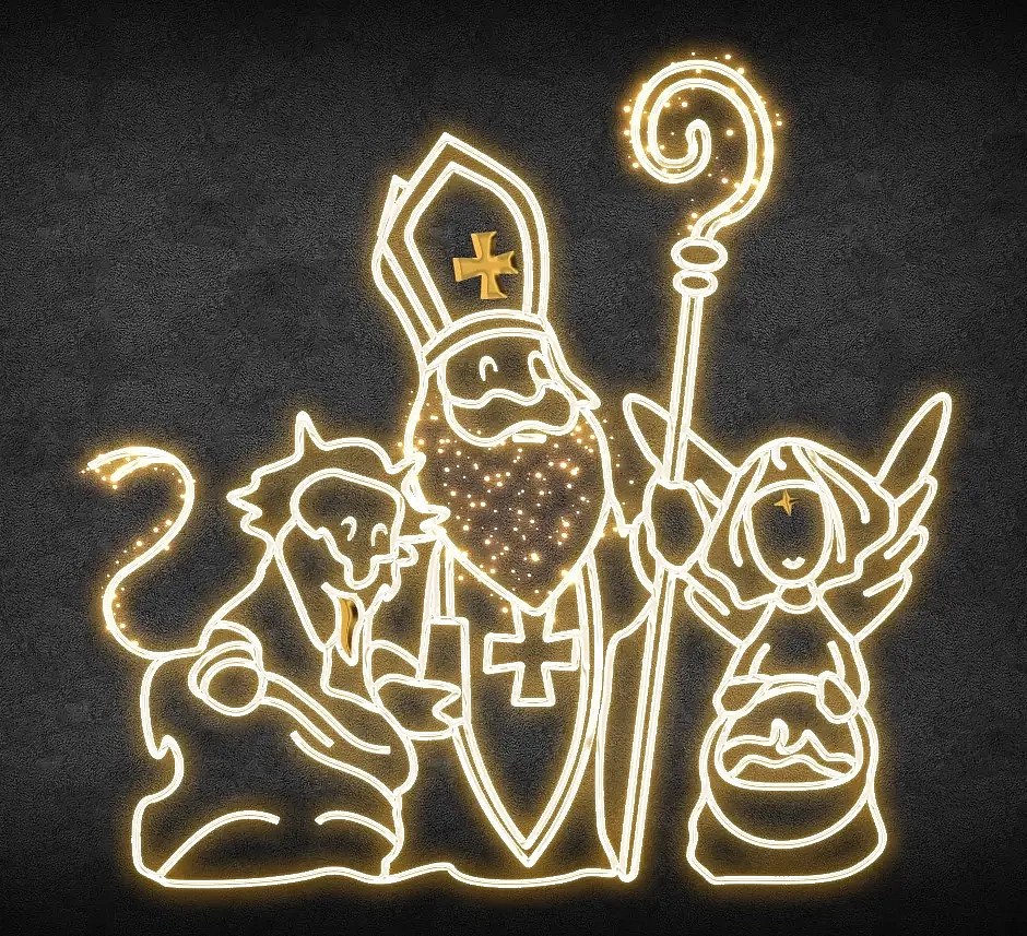 Easy Fix 2D LED fény Mikulás, ördög és angyal, 230 × 220 cm, álló, 3D nyomtatás, 3D nyomtatás