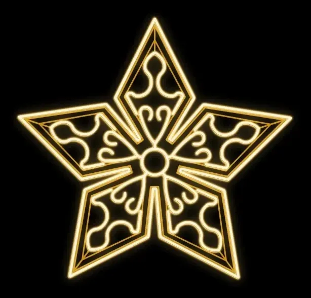 Easy Fix 2D LED-es csillagfény csillag Star Anise VII. díszekkel, lógó, Ø 200 cm, meleg fehér, alumínium, melegfehér