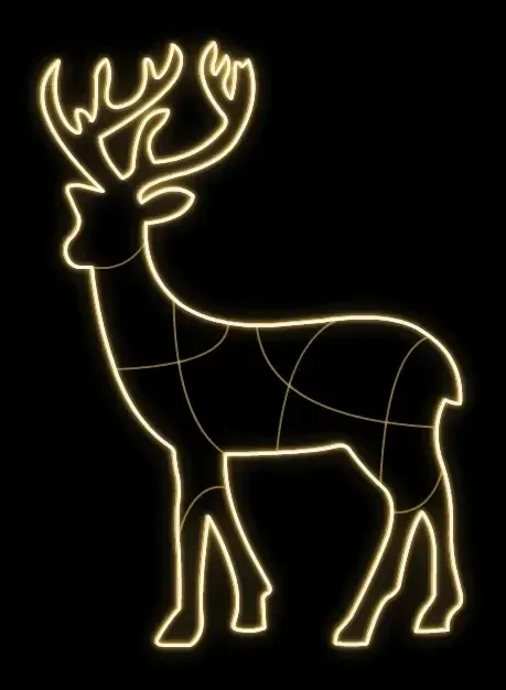 Easy Fix 2D LED világító szarvas, 105 × 150 × 60 cm, meleg fehér, álló, 3D nyomtatás, alumínium, 3D nyomtatás, meleg fehér