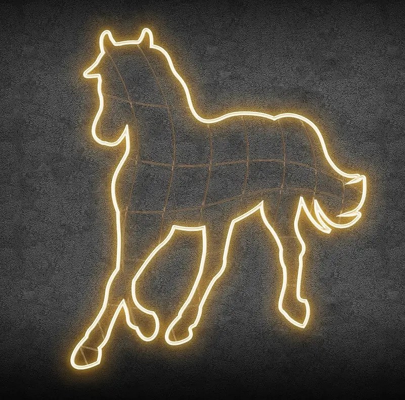 2D LED-es fénylovag, 126 × 145 cm, meleg fehér, álló, alumínium, állva