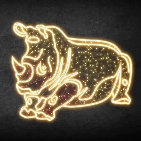 Eco Fix 2D LED lámpa rhino nagy, 250 × 200 cm, meleg fehér, álló, 3D nyomtatás, alumínium, 3D nyomtatott