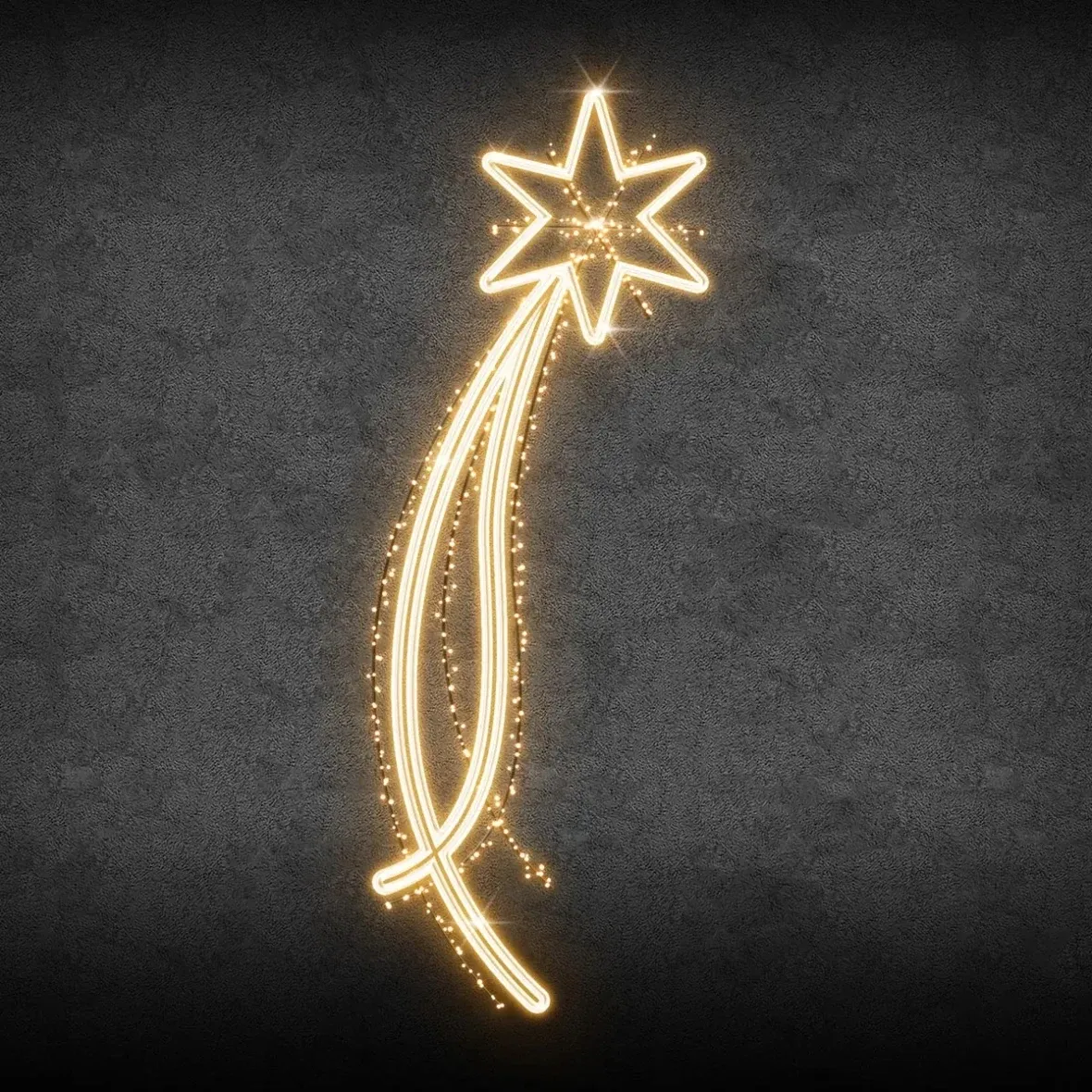 Easy Fix 2D LED üstökös fénydekoráció, 101 × 256 × 2 cm, meleg fehér, közvilágítási dekoráció, alumínium