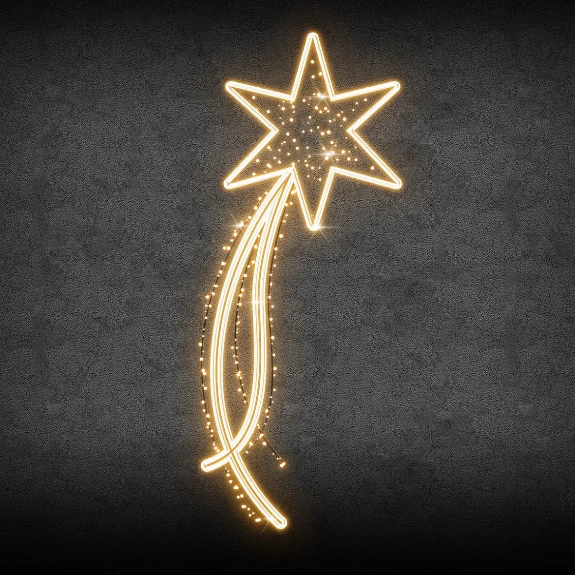 Easy Fix 2D LED üstökös fénydekoráció, 58 × 130 × 2 cm, meleg fehér, közvilágítási dekoráció, alumínium