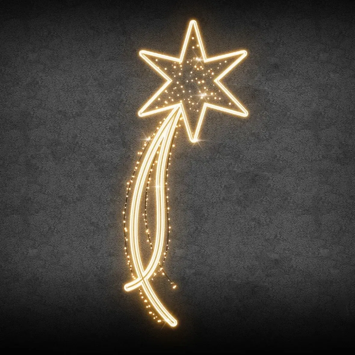 Easy Fix 2D LED üstökös fénydekoráció, 58 × 130 × 2 cm, meleg fehér, közvilágítási dekoráció, alumínium