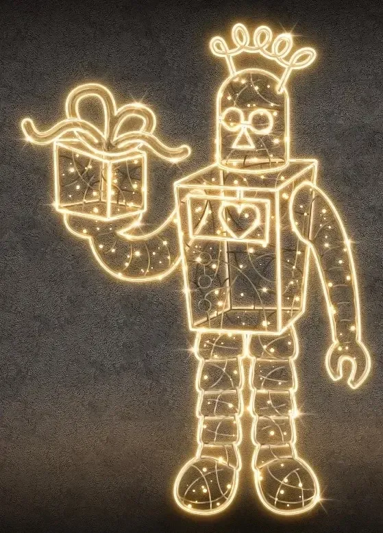Eco Fix 2D LED fényrobot, 200 × 140 cm, meleg fehér, álló, 3D nyomtatás, alumínium, 3D nyomtatás, meleg fehér