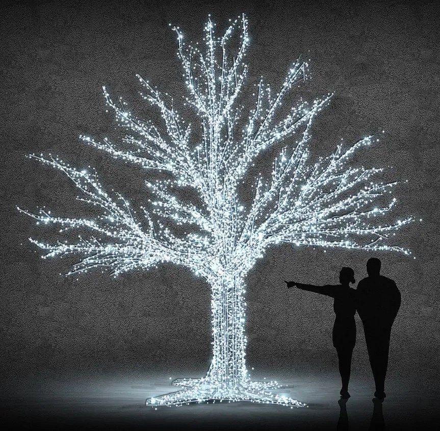 Eco Fix 3D LED lombhullató fa 400 cm, jégfehér, alumínium