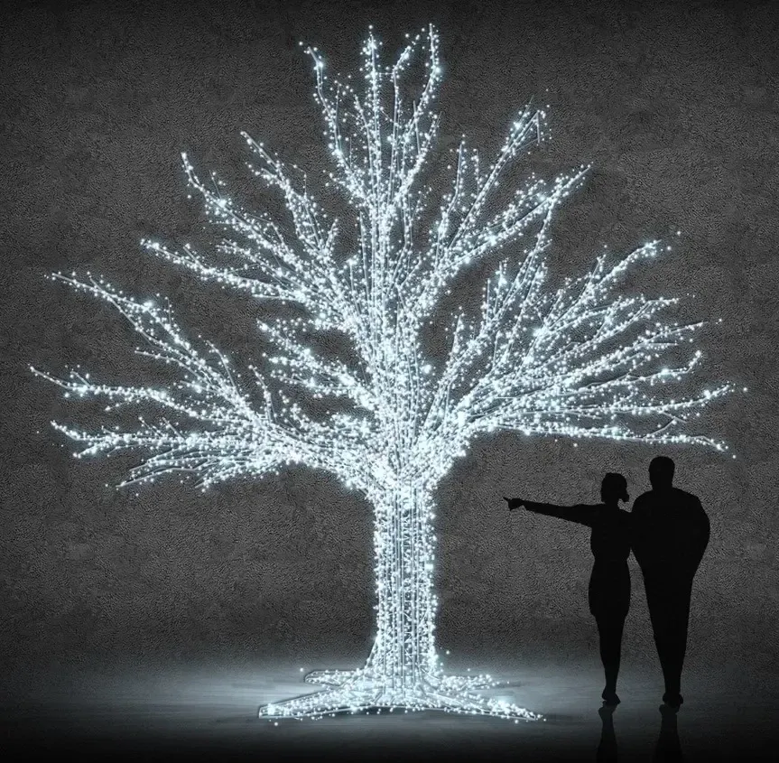 Eco Fix 3D LED lombhullató fa 400 cm, jégfehér, alumínium