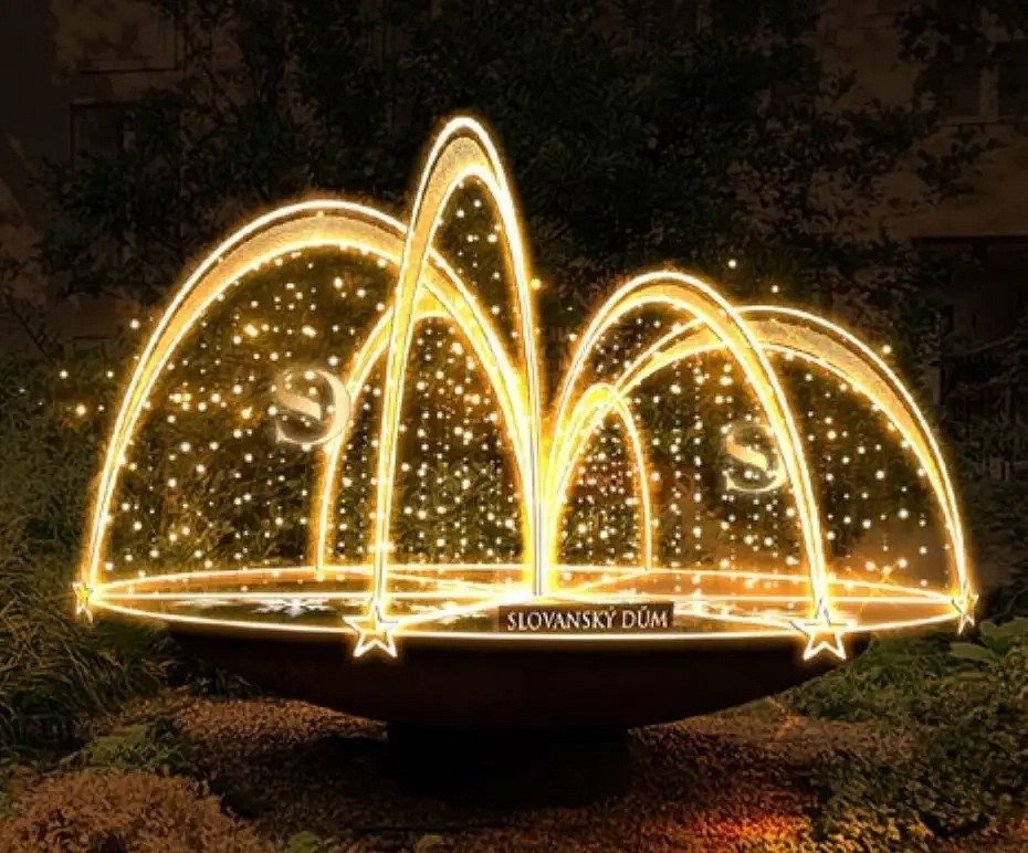 Easy Fix 3D LED fényszökőkút, 165 × 300 cm, meleg fehér, Flash, álló, alumínium, állva