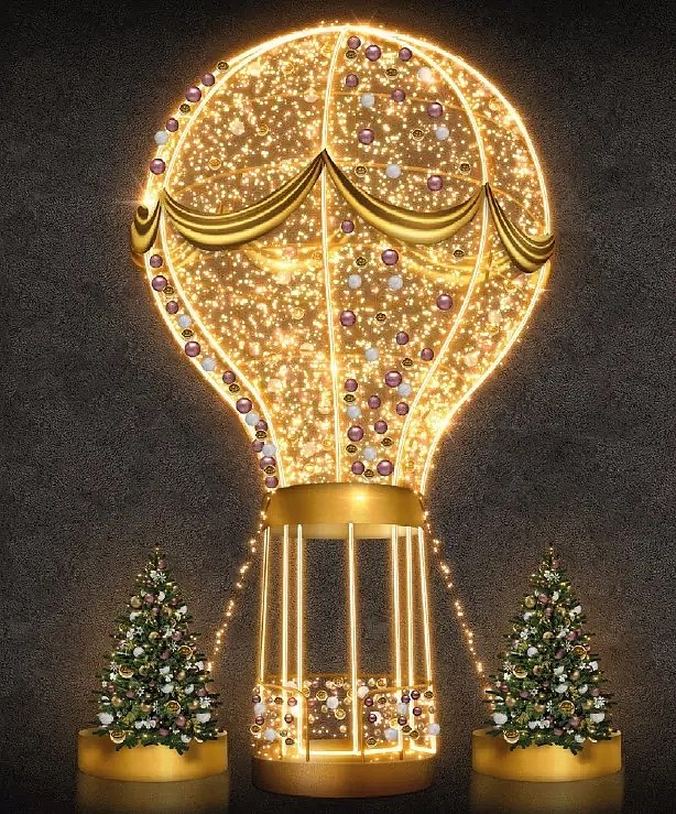 Eco Fix 3D LED fénygömb, 800 × 400 × 400 cm, meleg fehér, álló, alumínium, állva