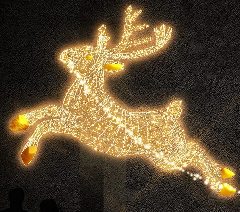 Eco Fix 3D LED világító rénszarvas, 270 × 180 × 115 cm, meleg fehér, alumínium