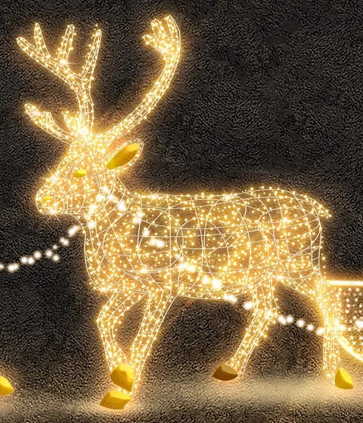 Eco Fix 3D LED-es rénszarvas, 295 × 350 cm, melegfehér, alumínium, 3D LED-es rénszarvas, 295 × 350 cm, melegfehér, alumínium