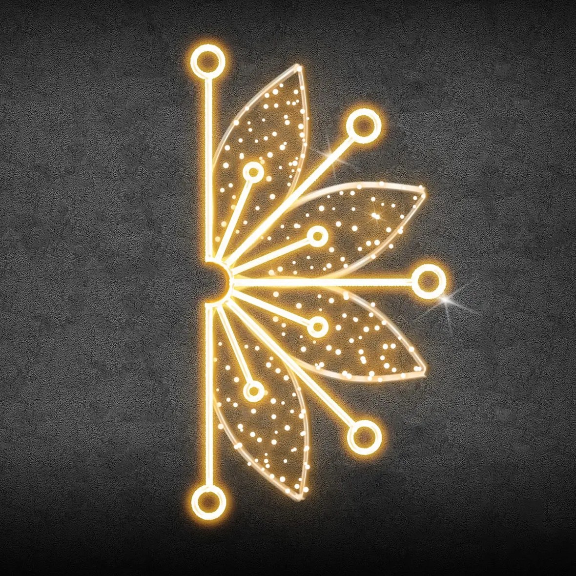 2D LED félpehely fény V., lógó, 305 × 170 × 5 cm, meleg fehér, alumínium, meleg fehér