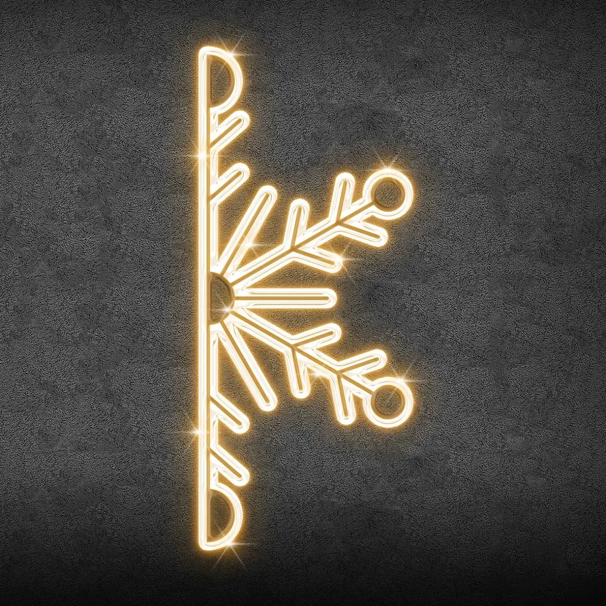 2D LED Half Flake I, lógó, 450 × 220 cm, meleg fehér, alumínium, 2D LED Half Flake I, lógó, 450 × 220 cm, meleg fehér, alumínium