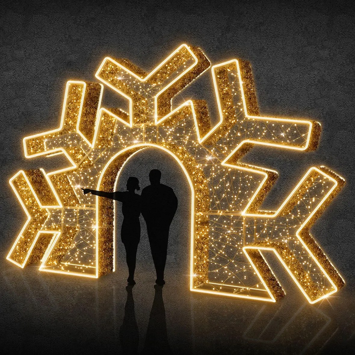 Eco Fix 3D LED-es félpehely fénykapu, 585 × 370 × 40 cm, melegfehér, alumínium