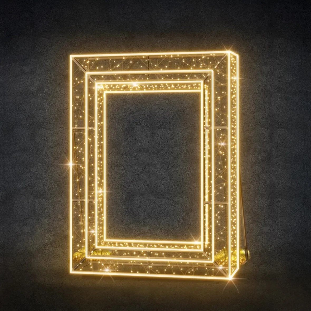 3D LED fénykeret, 170 × 230 × 20 cm, melegfehér, 36 V, 56,9 W, 67,4 kg, 4 részből készült