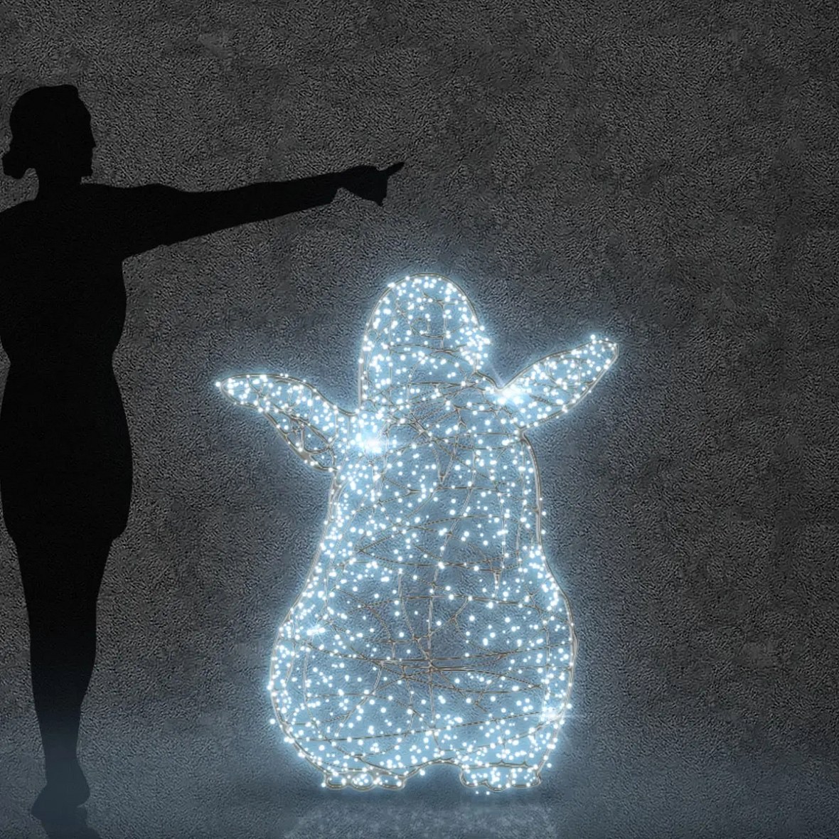 Eco Fix 3D LED fényes pingvin baba 120 cm, hideg fehér, Flash, alumínium