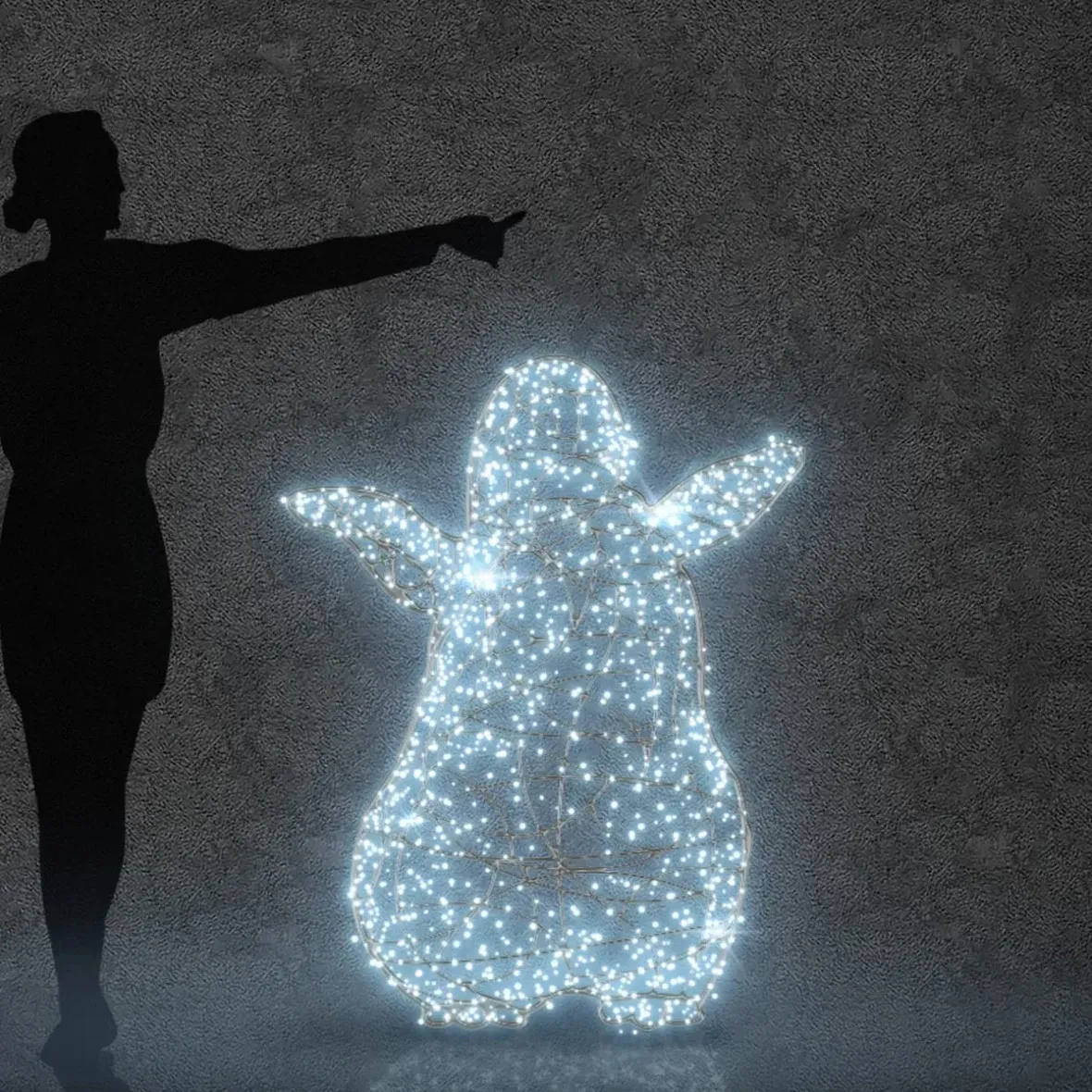Eco Fix 3D LED fényes pingvin baba 120 cm, hideg fehér, Flash, alumínium