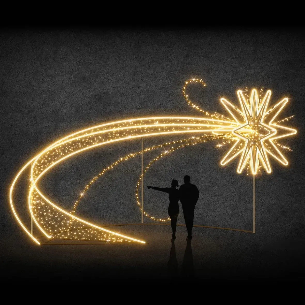 Eco Fix 3D LED üstökös fény a fa körül, 800 × 700 × 500 cm, melegfehér, alumínium, 3D LED üstökös fény, 800 × 700 × 500 cm, meleg fehér, alumínium