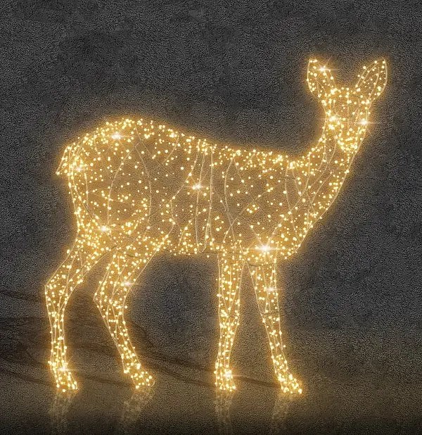Eco Fix 3D LED fényszarvas 200 cm, kristályokkal, melegfehér, alumínium, melegfehér
