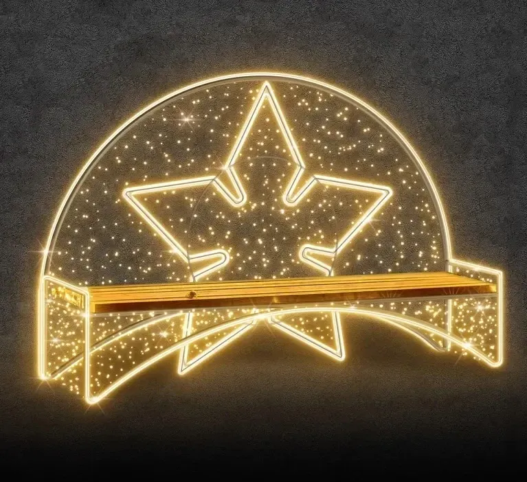 Eco Fix 3D LED-es, csillaggal díszített pad, 210 × 160 × 50 cm, meleg fehér, 36 V, 49,4 W, 2 részből áll
