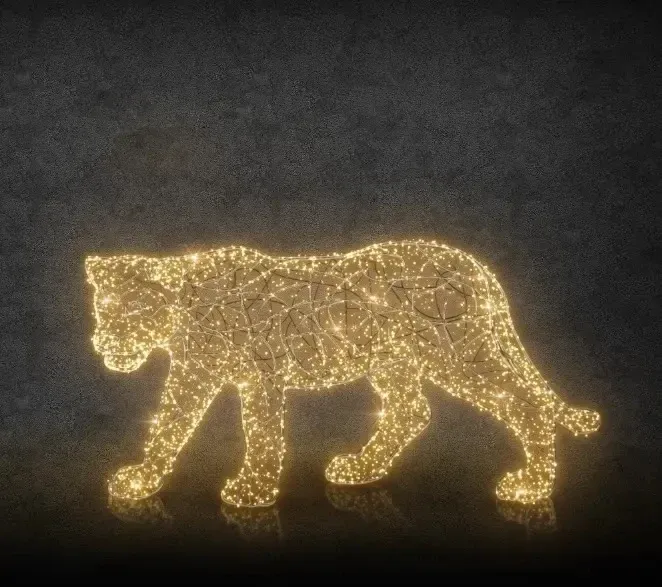 Eco Fix 3D LED fényű oroszlán, 120 cm, melegfehér, alumínium