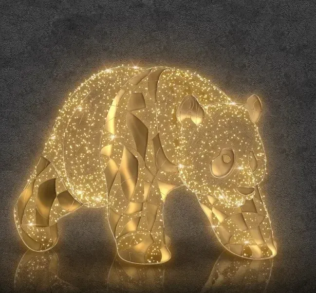 Eco Fix 3D LED-es világító panda, 175 × 285 × 130 cm, meleg fehér, alumínium