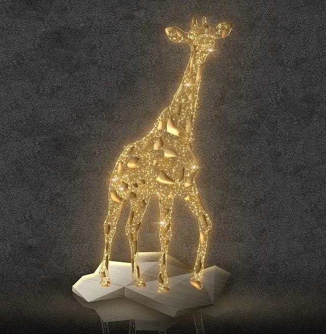 Eco Fix 3D LED zsiráf lámpa, 200 × 350 × 70 cm, meleg fehér, alumínium