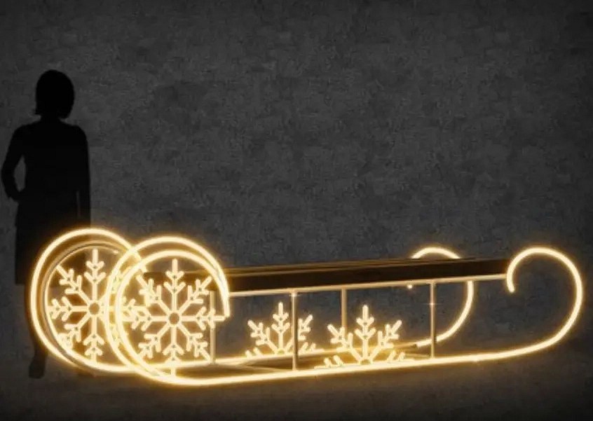 Eco Fix 3D LED fényszánkó, 250 × 90 × 50 cm, meleg fehér, álló, alumínium, állva
