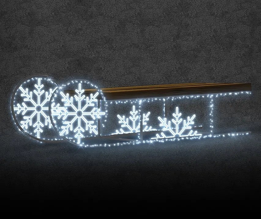 Eco Fix 3D LED fényszánkó, 230 × 95 × 50 cm, jégfehér, álló, alumínium, állva