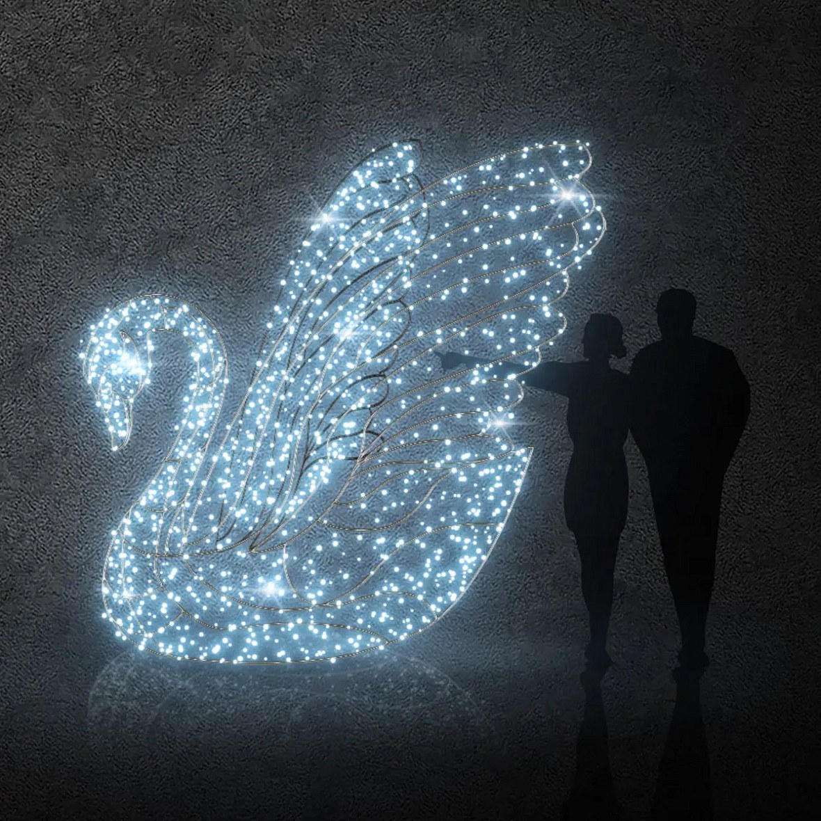 3D LED fényhattyú 250 × 250 × 170 cm, jégfehér, 36 V, 42,8 W, 35,4 kg, 3 részből áll.
