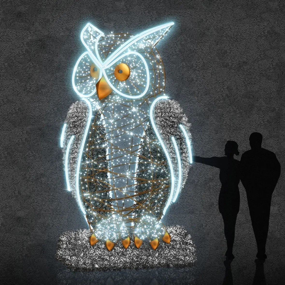 Eco Fix 3D LED fényű bagoly 350 cm, jégfehér, alumínium