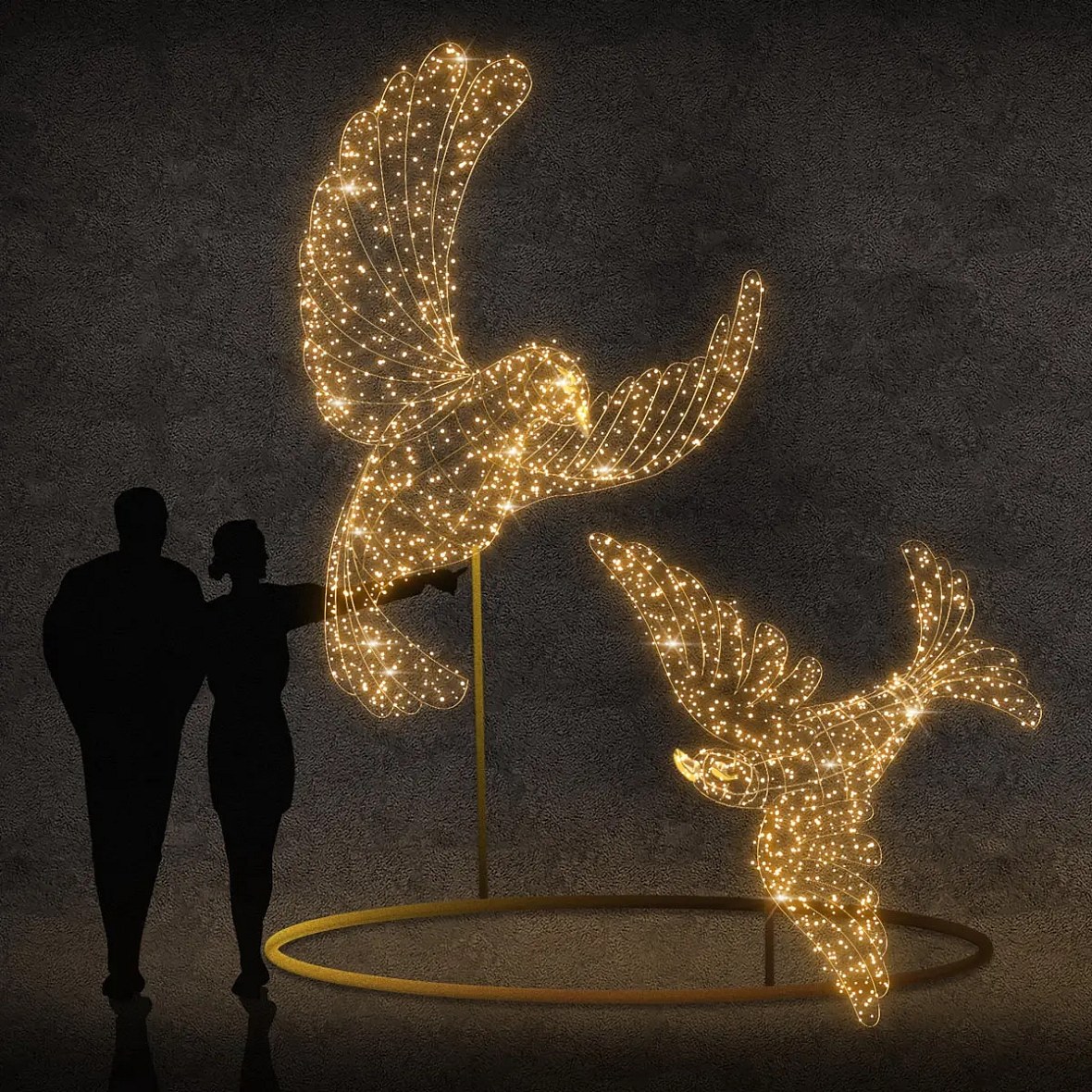 Eco Fix 3D LED galamblámpák, 320 × 350 × 400 cm, meleg fehér, alumínium